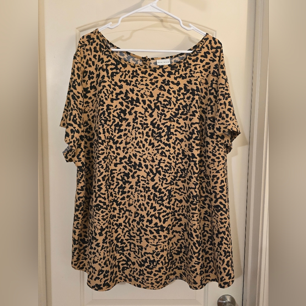 Women's Plus Size Blouse Short Sleeve Animal Pattern